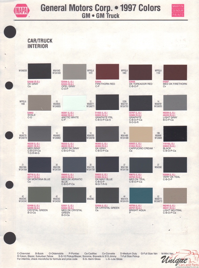 1997 General Motors Paint Charts Martin-Senour 5